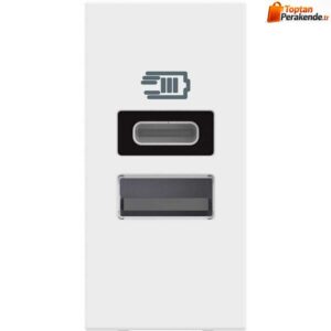 Bticino-Classia-USB-Sarj-Prizi-Type-C-ve-A-1M-Beyaz.jpg Bticino Classia USB Şarj Prizi Type C ve A 1M Beyaz